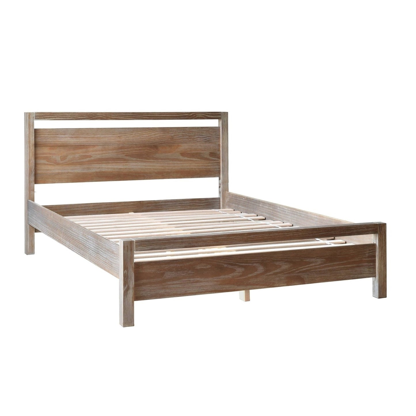 Queen Size FarmHouse Traditional Rustic Pine Platform Bed — Chic Home-Decor