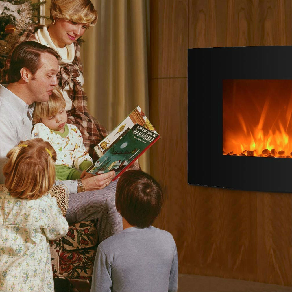 Curved Wall Mount 35-inch Electric Fireplace Heater