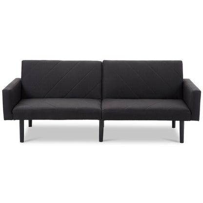 Modern Black Linen Split-Back Futon Sleeper Sofa Bed Couch
