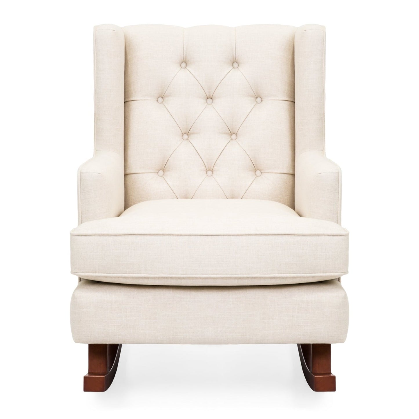 Beige Soft Tufted Upholstered Wingback Rocker Rocking Chair