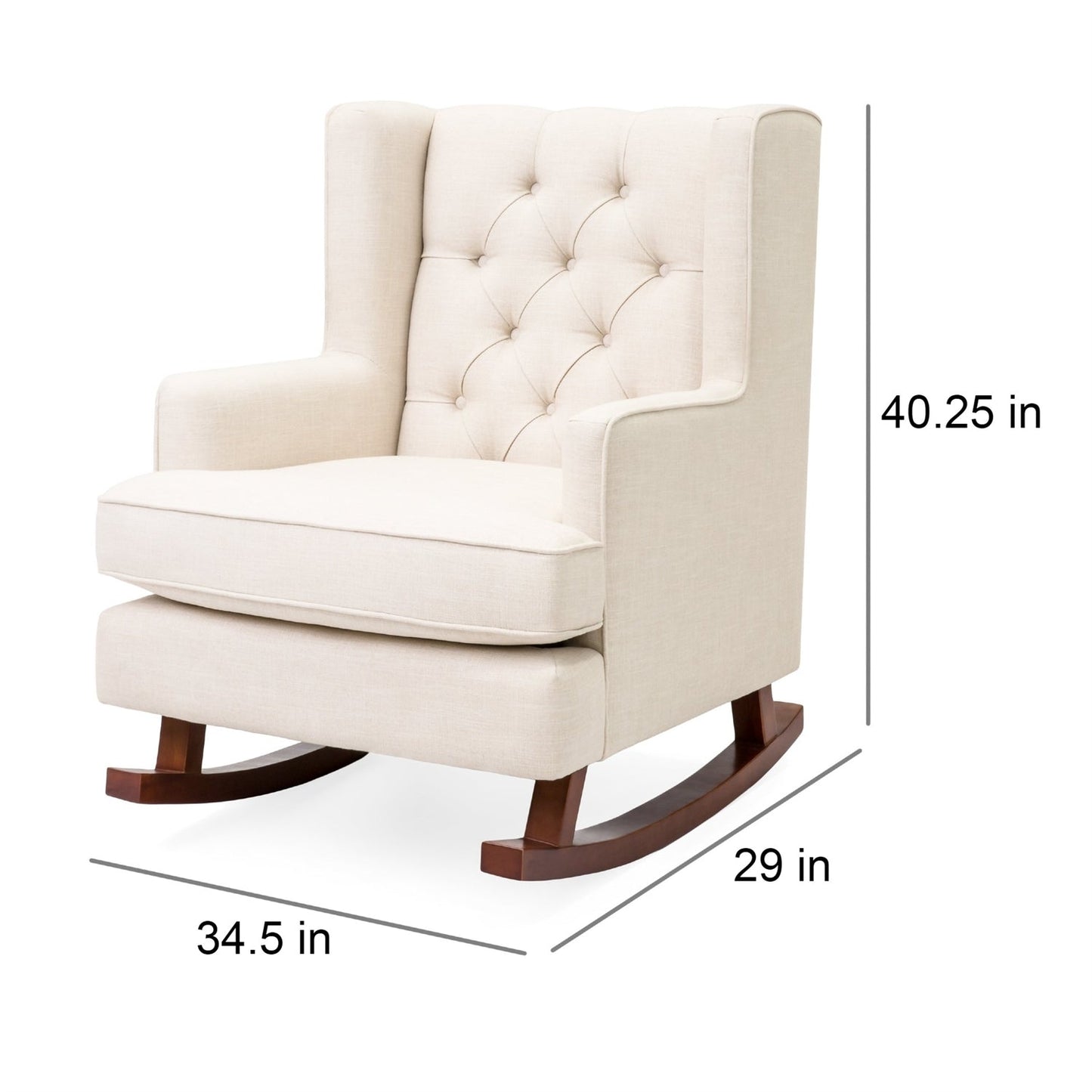 Beige Soft Tufted Upholstered Wingback Rocker Rocking Chair