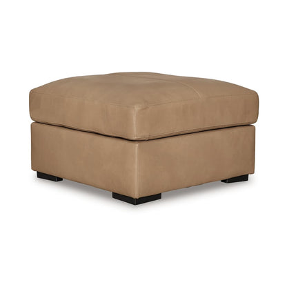 Bandy Oversized Ottoman, Toffee Brown Genuine Leather, 37 Inch Square