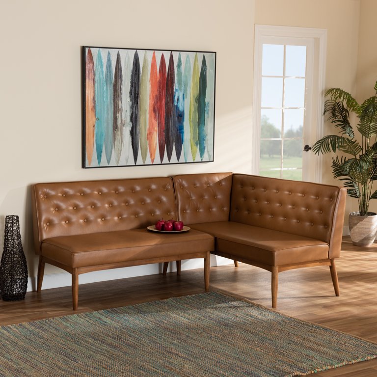 Mala Sleeper Sofa, Foam Padded, Camel Brown Faux Leather, Wood Frame