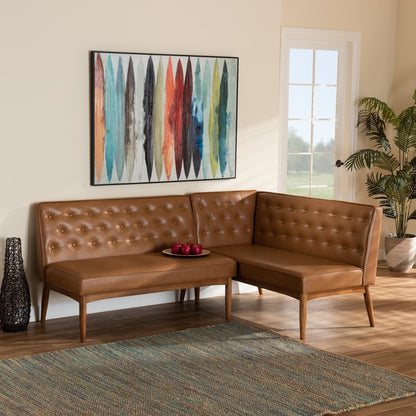 Mala Sleeper Sofa, Foam Padded, Camel Brown Faux Leather, Wood Frame