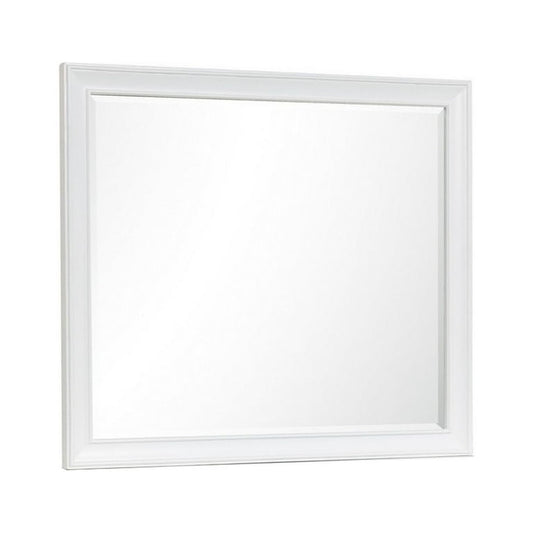 Limi 37 x 43 Dresser Mirror, Modern Wood Frame, White Brushed Finish