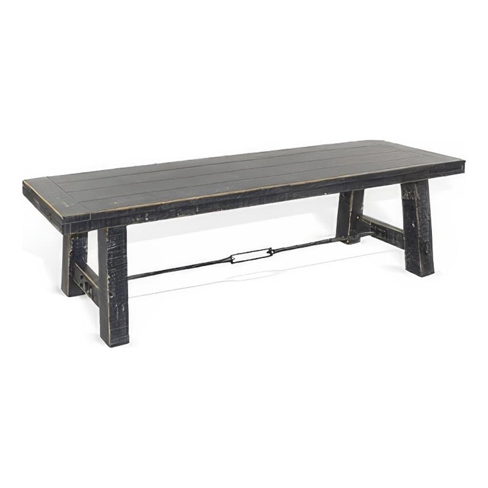 Rena Dining Bench, Turnbuckle Accent, 64 Inch Black Mahogany Wood
