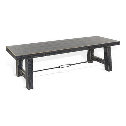 Rena Dining Bench, Turnbuckle Accent, 64 Inch Black Mahogany Wood