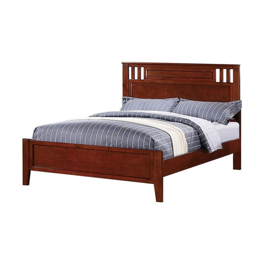 Transitional Pine Wood Twin Bed, Panel Design Vertical Slats, Brown