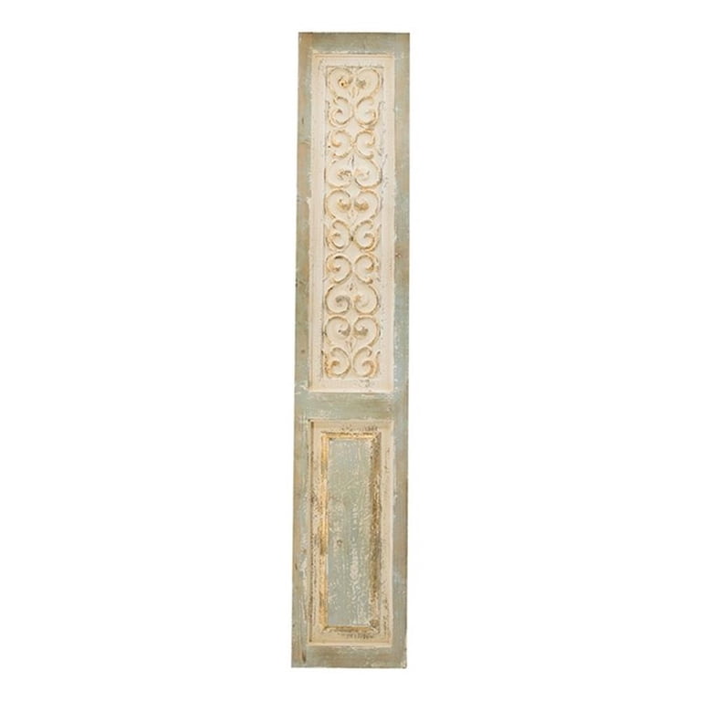 79 Inch Tall Decorative Carved Wood Panel Wall Art, Fir Wood, Beige, Gray