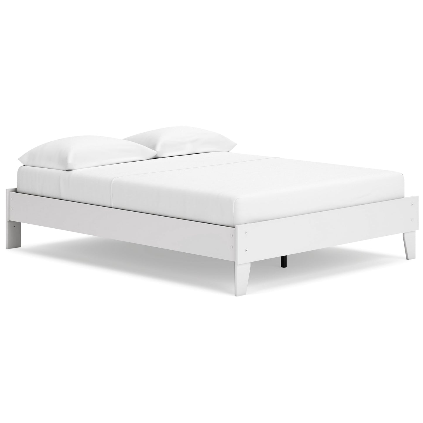 Alli Queen Size Platform Bed, Modern Matte White Wood, Low Profile