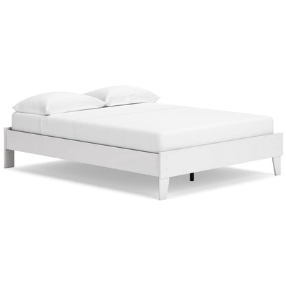 Alli Queen Size Platform Bed, Modern Matte White Wood, Low Profile