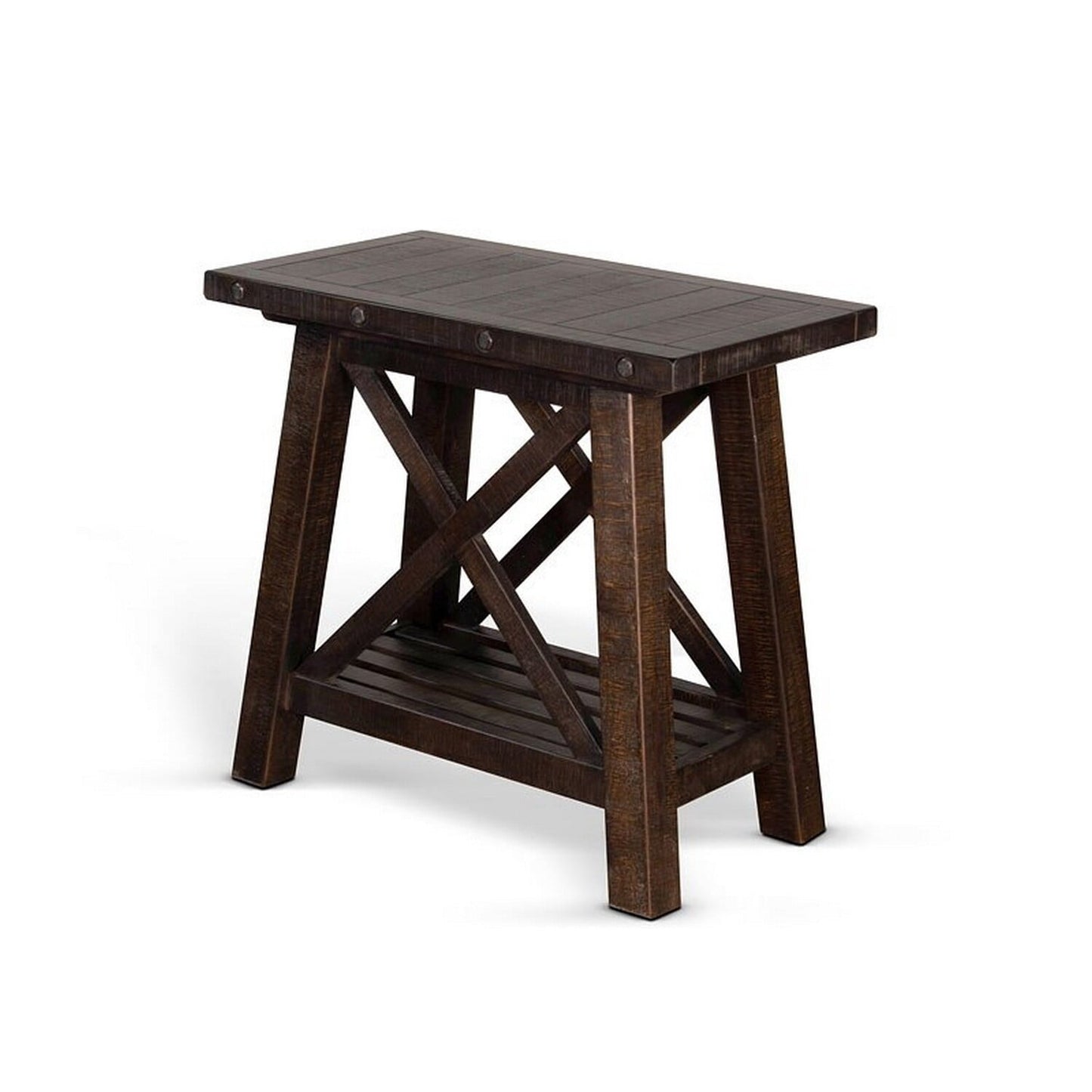 Anva Accent Chairside Table, Light Brown Mahogany, Rectangular 28 Inch