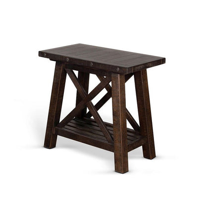 Anva Accent Chairside Table, Light Brown Mahogany, Rectangular 28 Inch