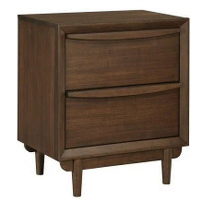 Soly 27 Inch Nightstand, 2 Drawers, USB Port, Lip Pull Handles, Brown