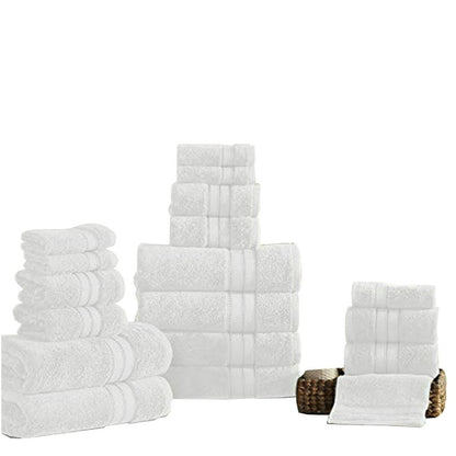 Bergamo 18 Piece Spun loft Towel Set with Striped Pattern The Urban Port, Dark Blue
