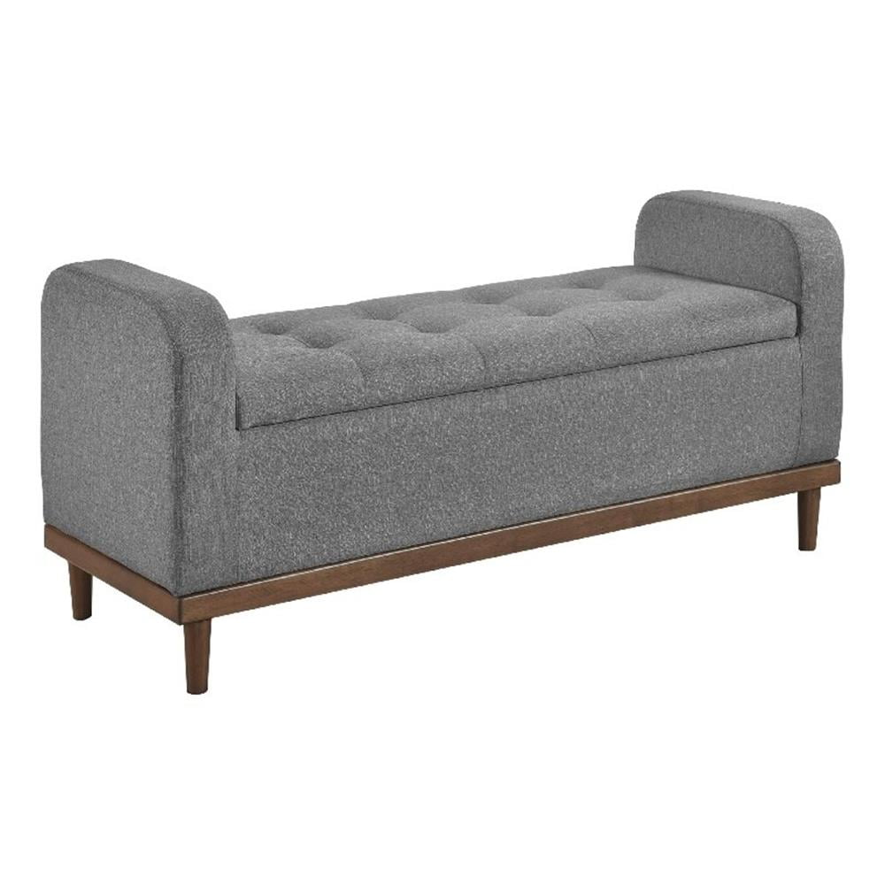 Bity Lift Top Storage Bench, Medium Gray Textured Fabric, Wood 50 Inch