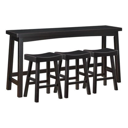 Casy 4pc Counter Height Table Set, 3 Contoured Stools, Black Wood