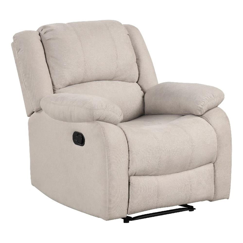 Chris Manual Pull Tab Recliner Chair, Tufted Oatmeal Beige Polyester