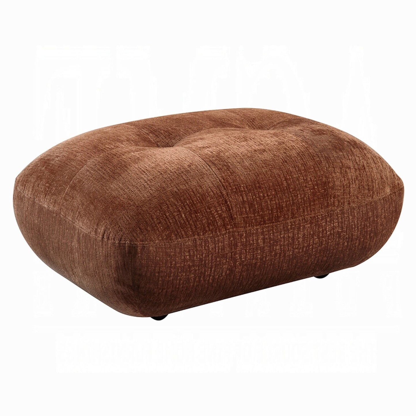 Tory Ottoman, Natural Brown Turned Wood Legs, 42 Inch Gray Polyester