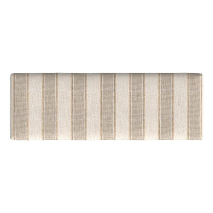 Fin Bench, Natural Brown Wood, Striped Tan Cream Polyester 48 Inch