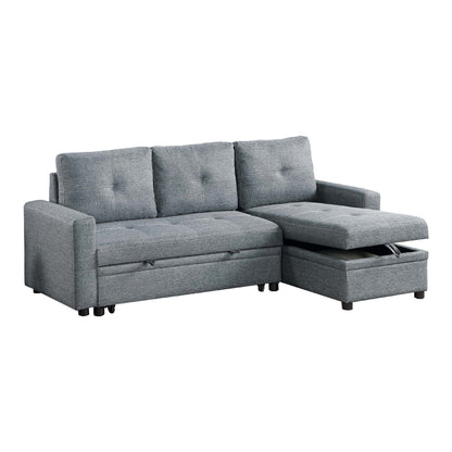 Gero Sectional Sofa Set with Reversible Storage Chaise, Light Gray