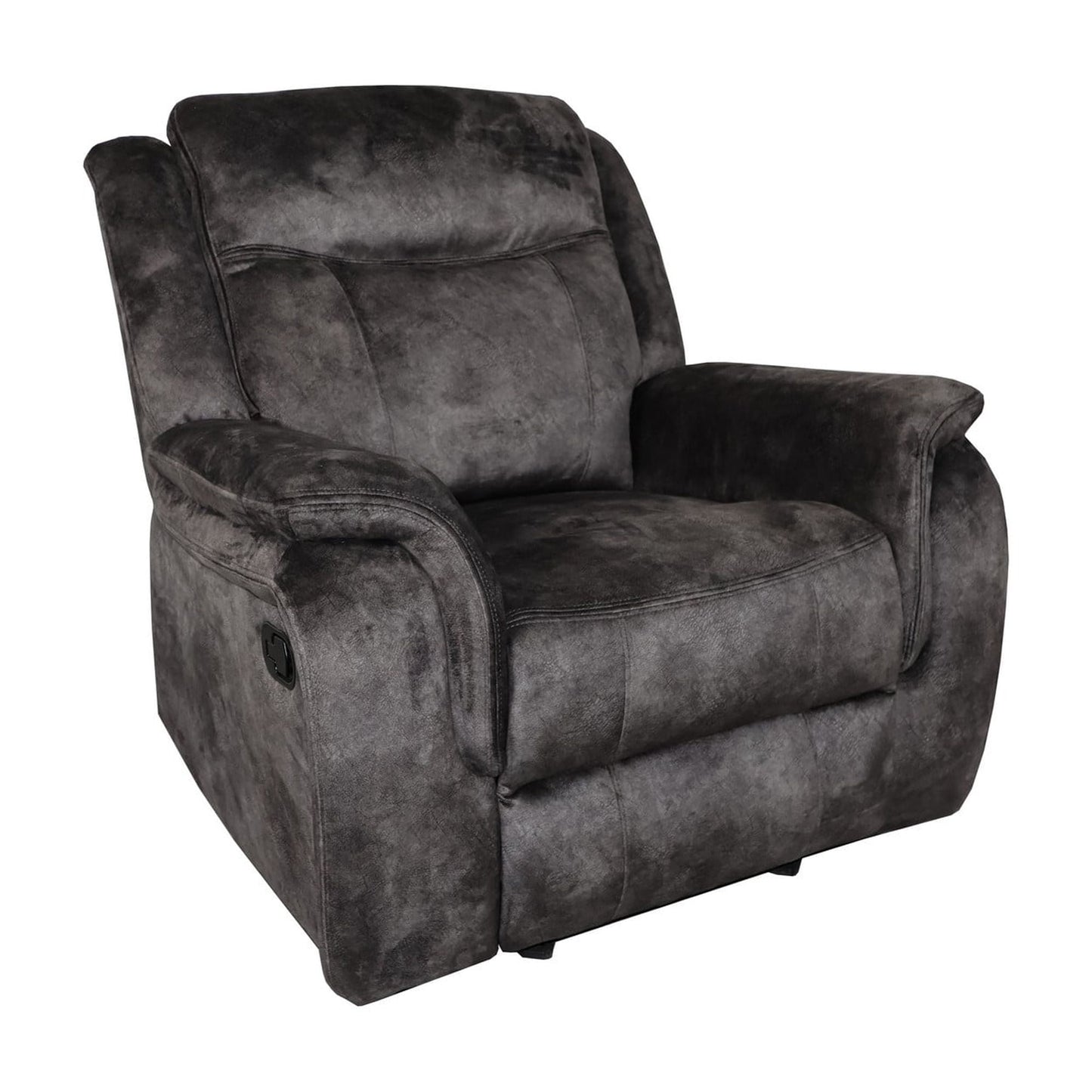 Harbor 39 Inch Manual Recliner Chair, Pocket Coils, Gray Faux Suede Velvet