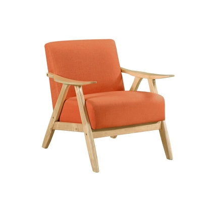 Indy Accent Club Armchair, Orange Textured, Solid Rubberwood Frame