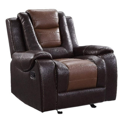 Istro 39 Inch Glider Manual Recliner Chair, 2 Tone Gray Faux Leather