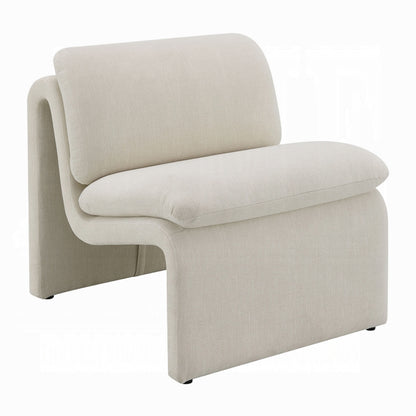Kami Accent Chair, Curved Open Base, Armless Modern Ivory Boucle
