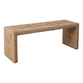 Koe Accent Bench, 49 Inch Wide Handwoven Natural Jute Woven Frame