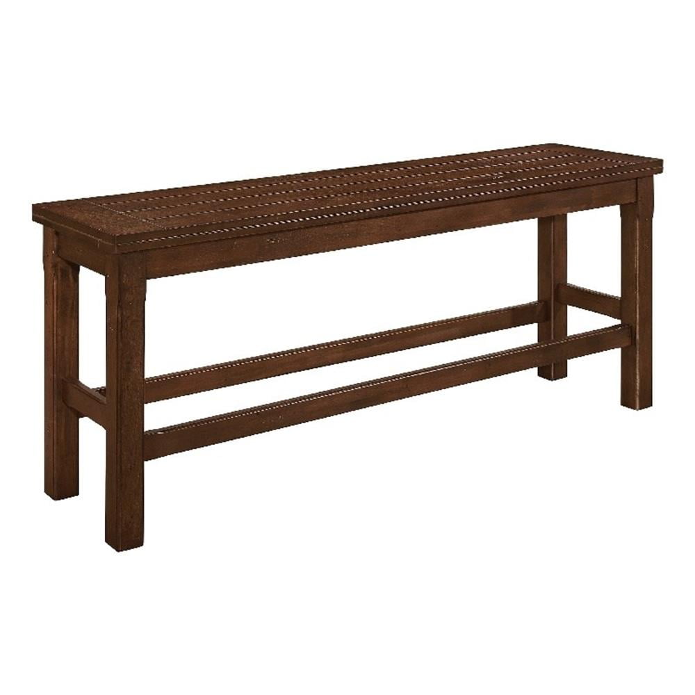 Lsy Counter Height Dining Bench, 64 Inch Dark Brown Wood Frame