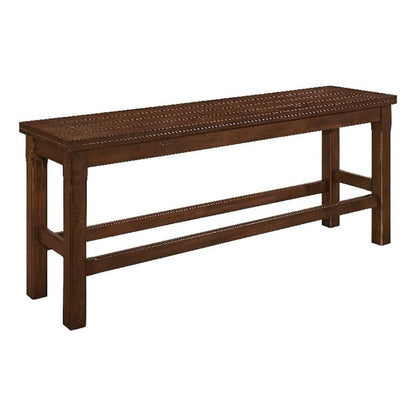 Lsy Counter Height Dining Bench, 64 Inch Dark Brown Wood Frame