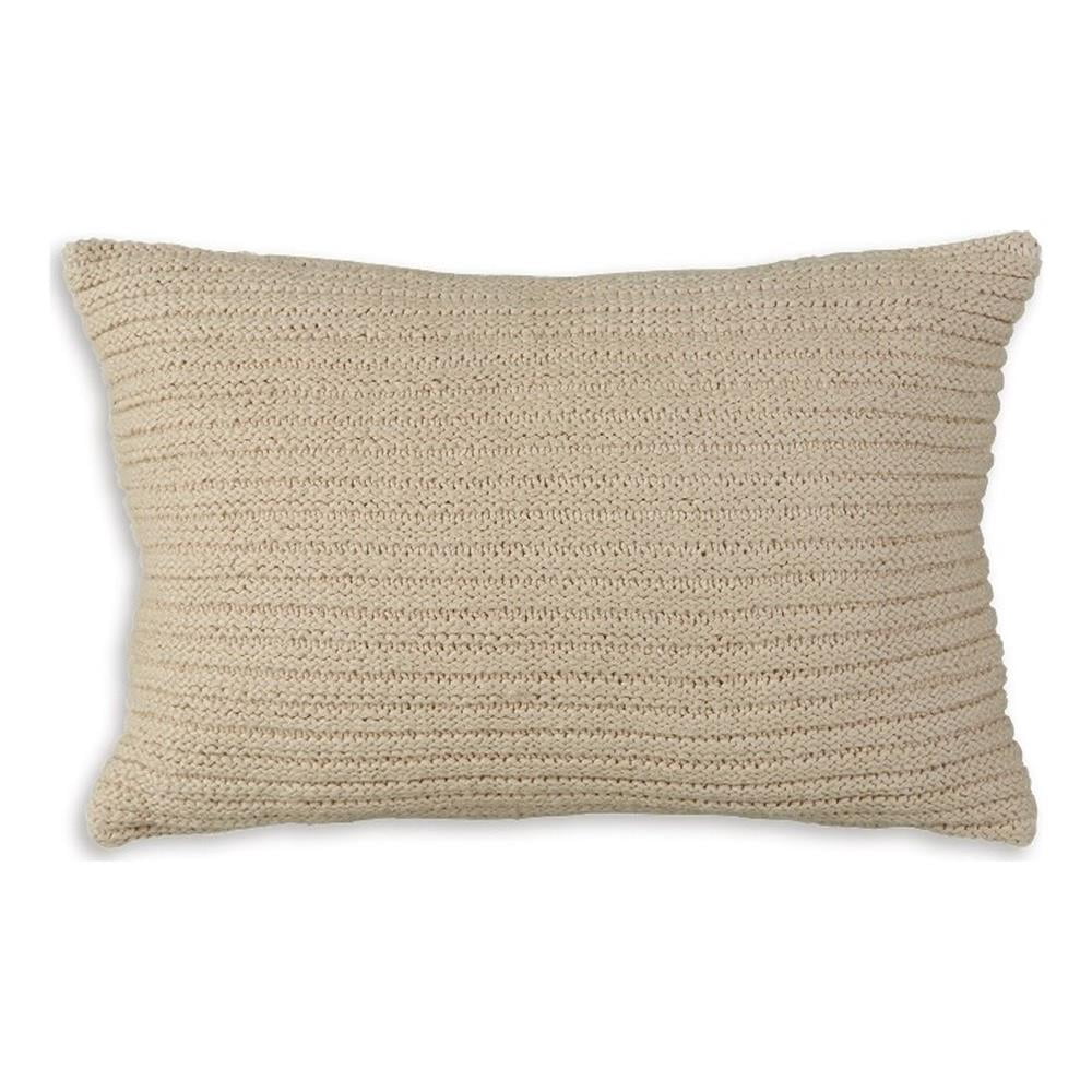 Lumbar Throw Pillow Set of 4, 14 x 22, Polyfill Textured Light Brown Cotton