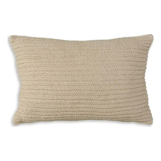 Lumbar Throw Pillow Set of 4, 14 x 22, Polyfill Textured Light Brown Cotton