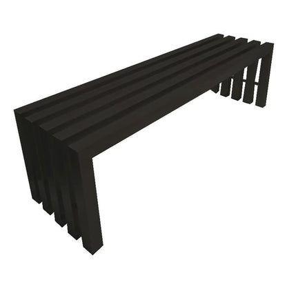 Namo 58 Inch Accent Bench, Modern Slatted Design, Rectangular, Black Steel