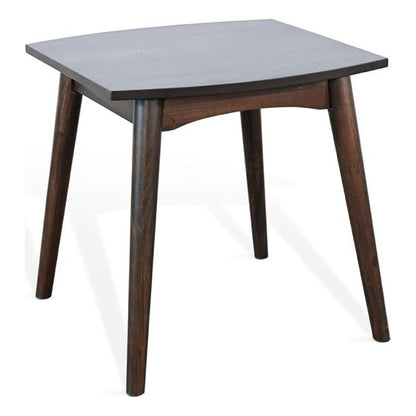Neva Side End Table, 24 Inch Square Top with Angled Legs, Dark Brown