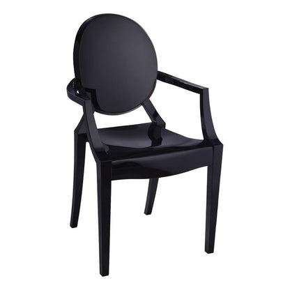 Nili Set of 4 Dining Armchairs, Oval Shape Back, Molded Seat, Black Finish