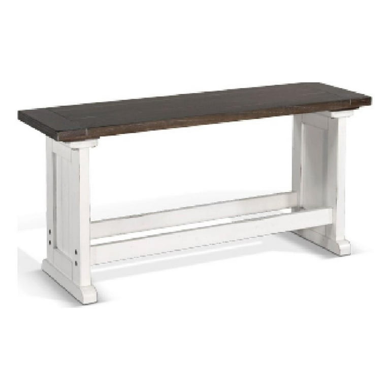 Orso Counter Height Dining Bench, Farmhouse Off White, Brown, 48 Inch