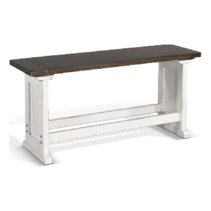 Orso Counter Height Dining Bench, Farmhouse Off White, Brown, 48 Inch