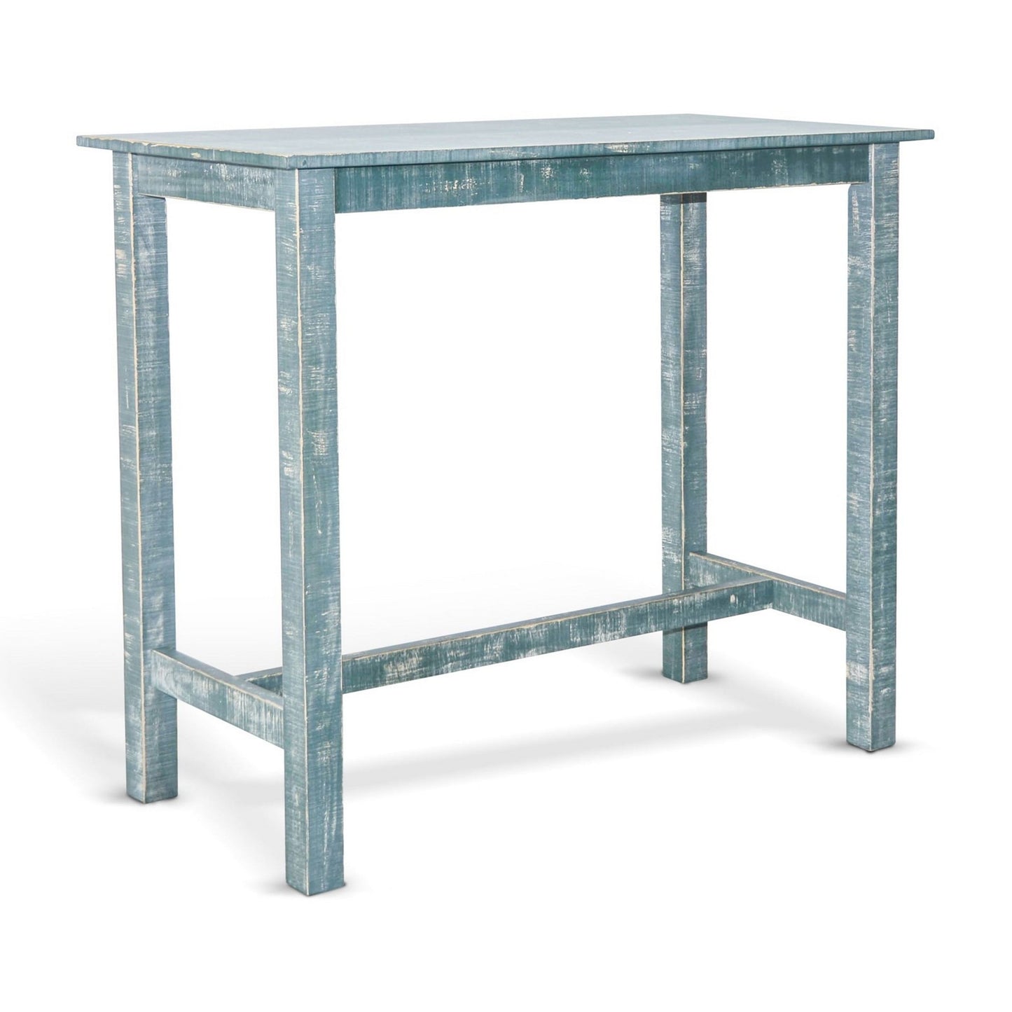 Rena Bar Height Table, 48 Inch Rectangular Seagrass Mahogany Wood