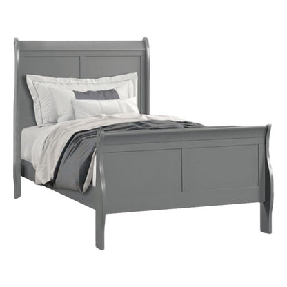 Ryla Full Size Bed, Sleigh Panel Headboard, Classic Light Gray Solid Wood