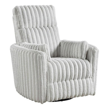 Swivel Manual Recliner Chair, 2 Pillows, White Corduroy, 39 Inch