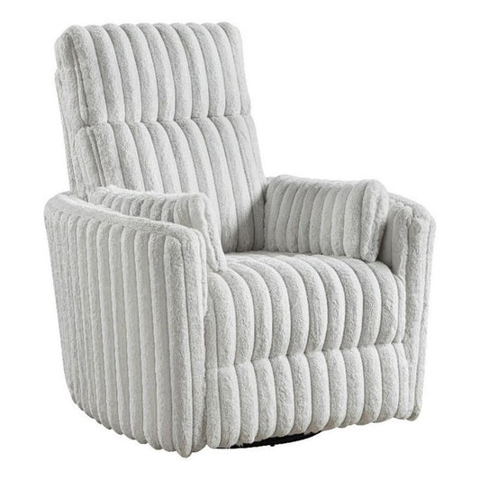 Swivel Manual Recliner Chair, 2 Pillows, White Corduroy, 39 Inch