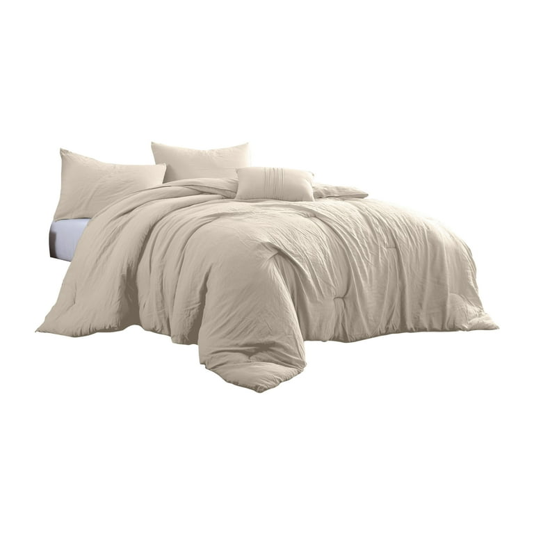 Veria 4 Piece Queen Comforter Set with Deep Stitching The Urban Port, Beige