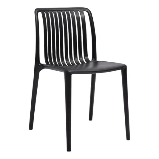 Womu Outdoor Side Chair Set of 4, Black Finish, Open Slatted Backrest