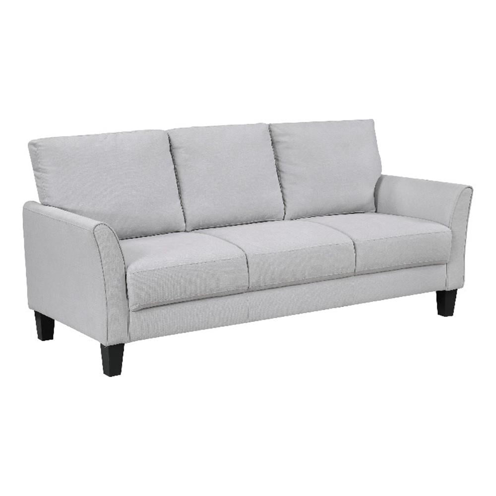 Xumo Sofa, Light Gray Fabric, 79 Inch, Black Tapered Wood Legs
