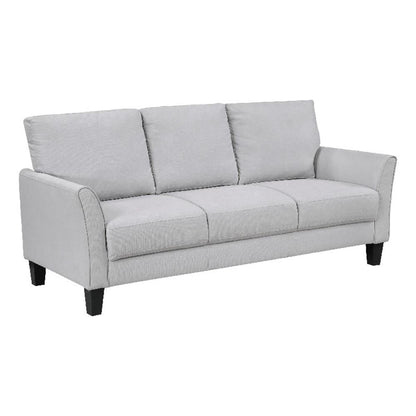 Xumo Sofa, Light Gray Fabric, 79 Inch, Black Tapered Wood Legs