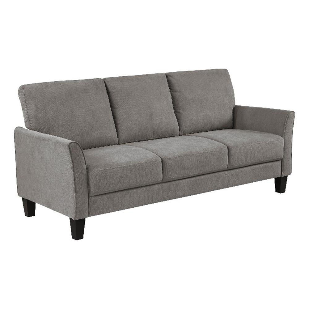 Xumo Sofa, Taupe Gray Fabric, 79 Inch, Black Tapered Wood Legs