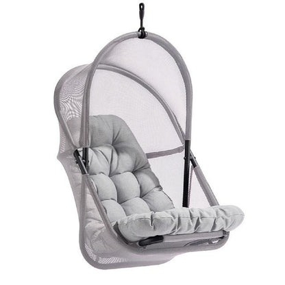 Bery Patio Hanging Swing Chair, Cushioned Light Gray Mesh