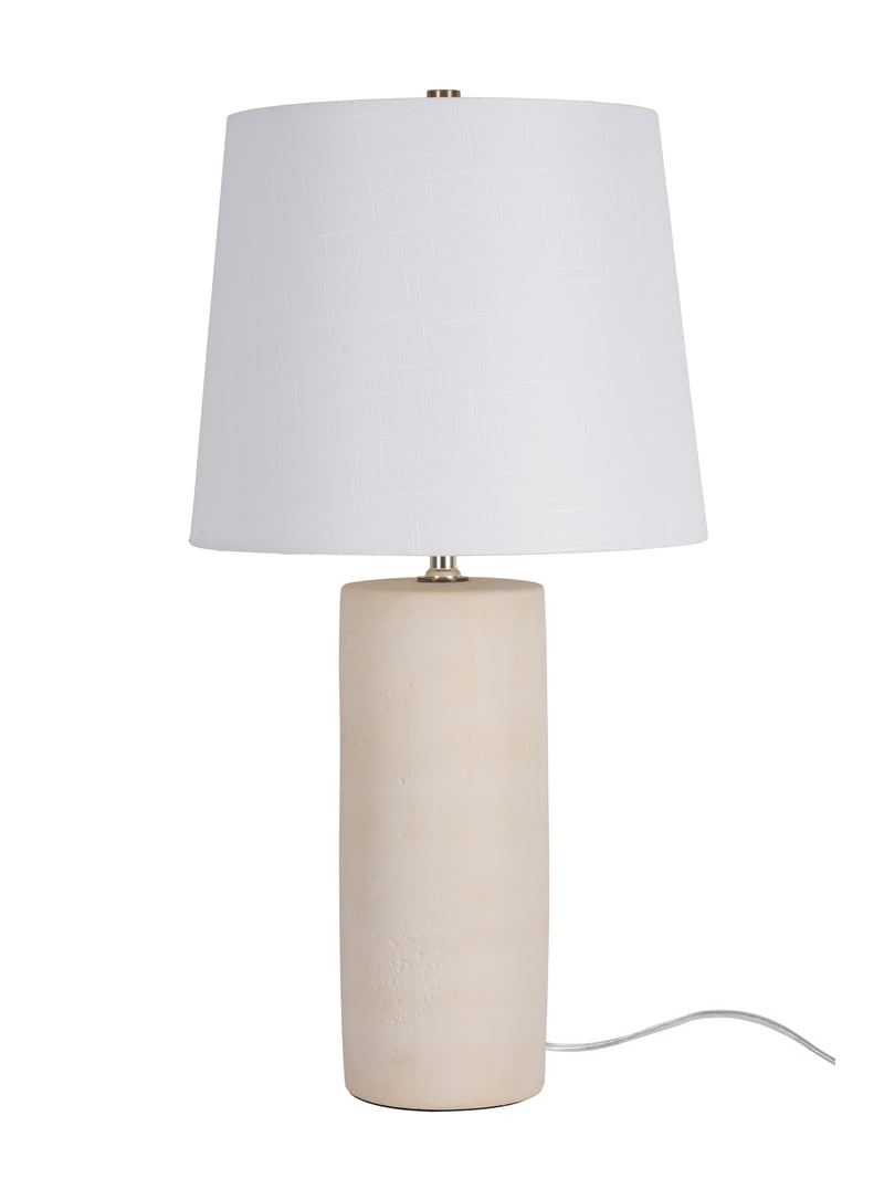 Table Lamp, Water Marble Ceramic and White Linen Shade, 17 Inch